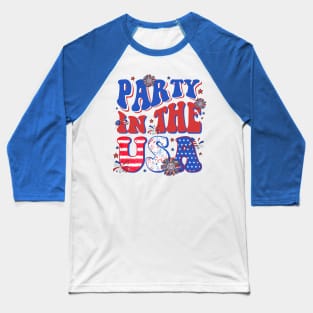 Party In The USA 4th Of July Independence Day USA Vintage Baseball T-Shirt